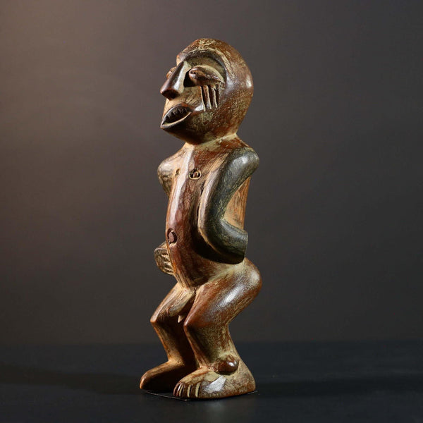 African Songye Power Figure Congo Tribal Statue Carved Wood Ethnographic Sculpture-G5783