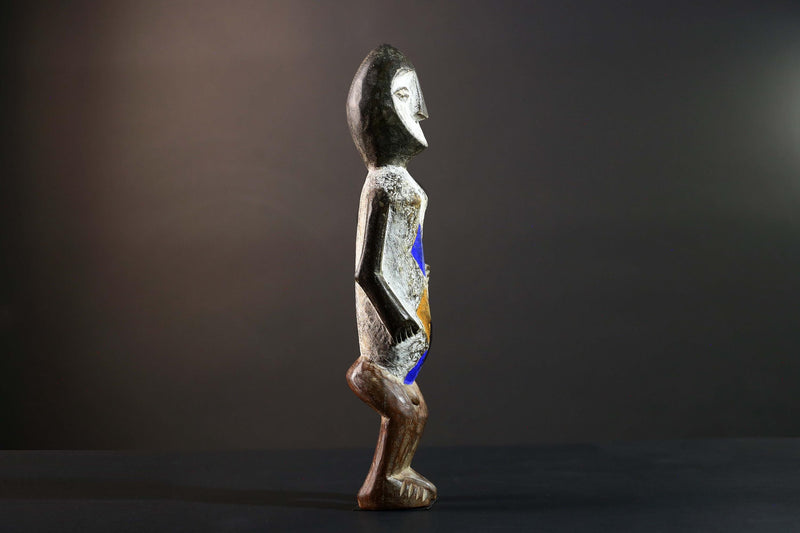 African Songye Power Figure Congo Tribal Statue Painted Wood Spiritual Sculpture-G5784