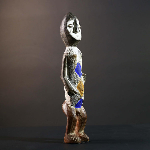 African Songye Power Figure Congo Tribal Statue Painted Wood Spiritual Sculpture-G5784
