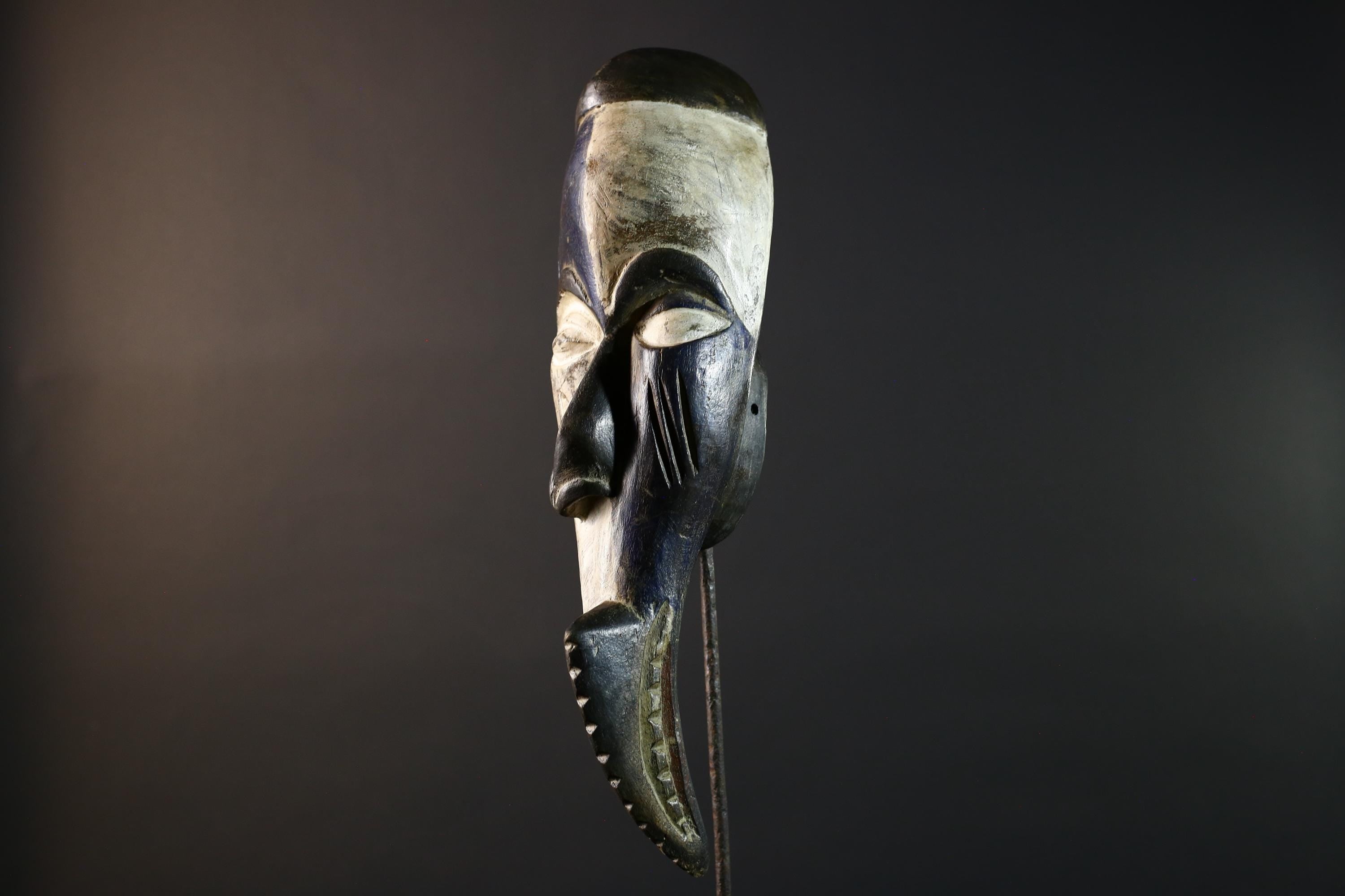 African Baule Mask Tribal Carved Wood Face Côte d’Ivoire Ritual Art Home Decor-G5786