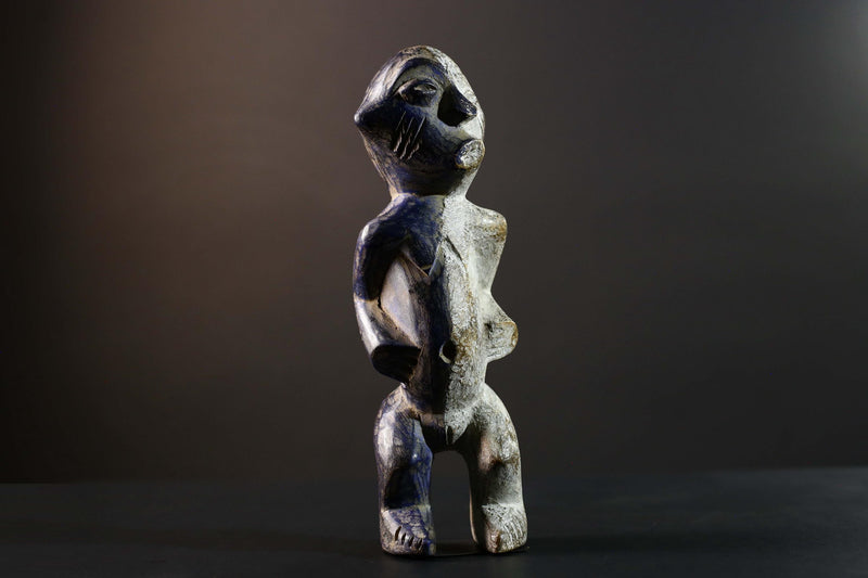 African Beembe Ancestral Figure Congo Carved Wood Ritual Spirit Statue with Patina-G5788