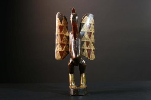 Africa Bwa Bird Mask Carved Wood Painted Sculpture Tribal Wall Art Vintage Burkina Faso Authentic Cultural Collectible Home Decoration-G5758