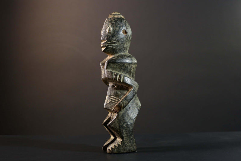 African Tribal Figure Carved Wood Statue Primitive Dark Ethnic Art Decor-G5792