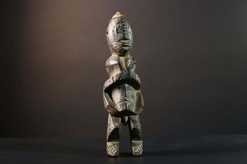 African Tribal Figure Carved Wood Statue Primitive Dark Ethnic Art Decor-G5792