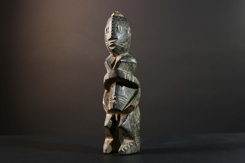 African Tribal Figure Carved Wood Statue Primitive Dark Ethnic Art Decor-G5792