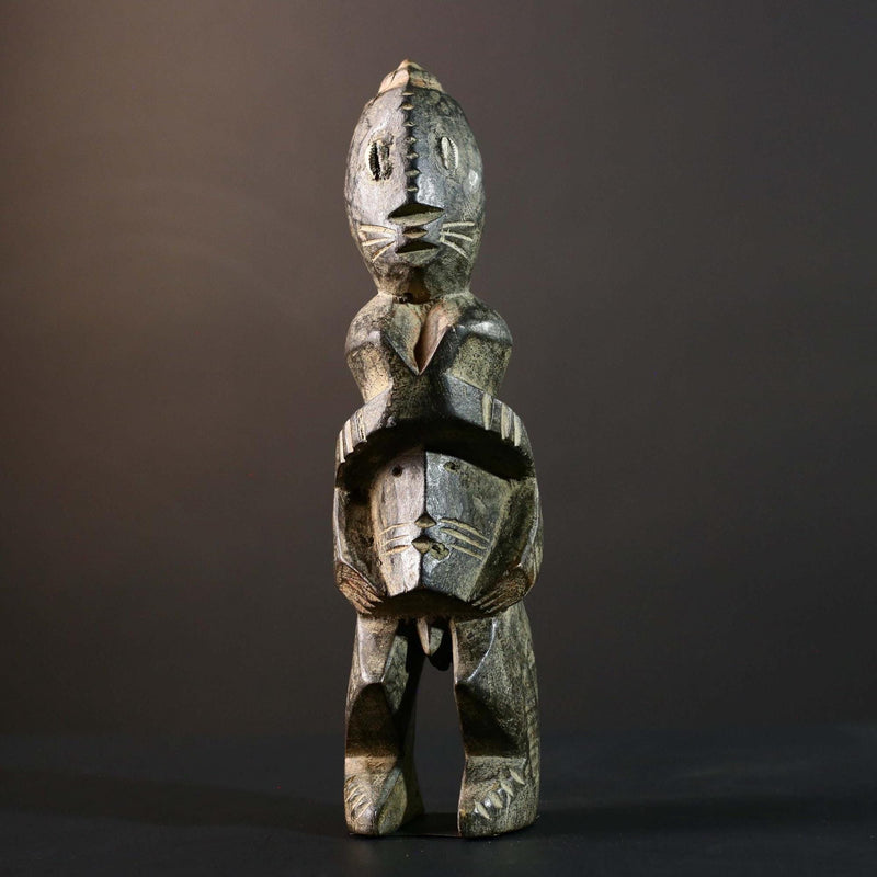 African Tribal Figure Carved Wood Statue Primitive Dark Ethnic Art Decor-G5792