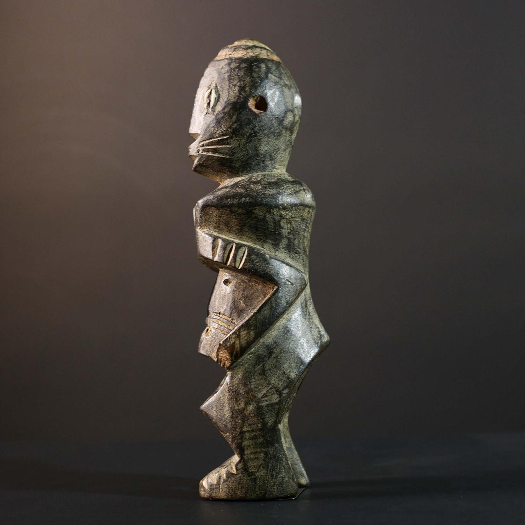 African Tribal Figure Carved Wood Statue Primitive Dark Ethnic Art Decor-G5792