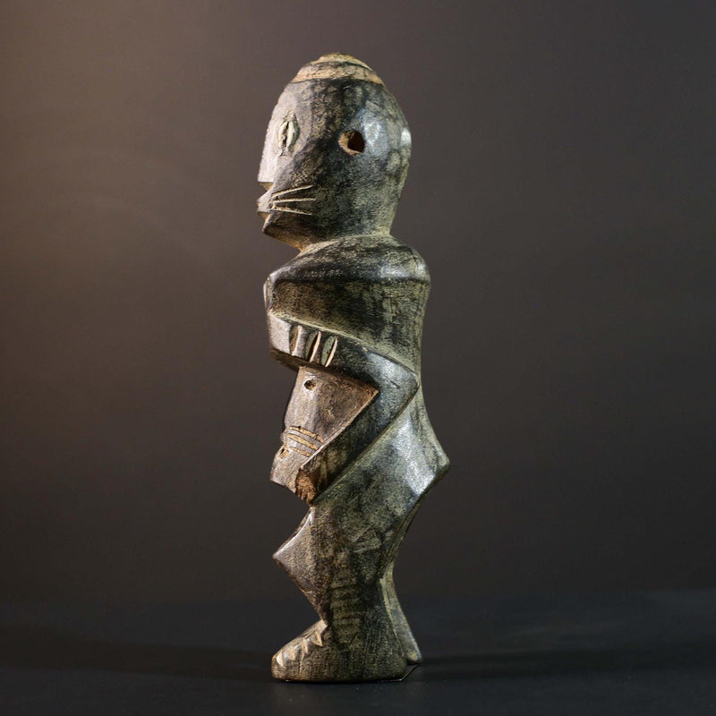 African Tribal Figure Carved Wood Statue Primitive Dark Ethnic Art Decor-G5792