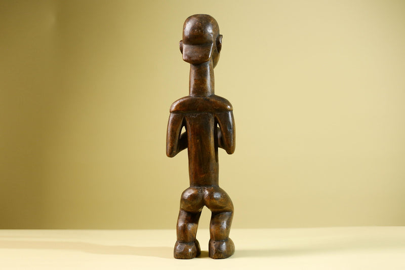 African Tribal Bearded Figure: Hand Carved Wood Cultural Art Sculpture Decor-G5799