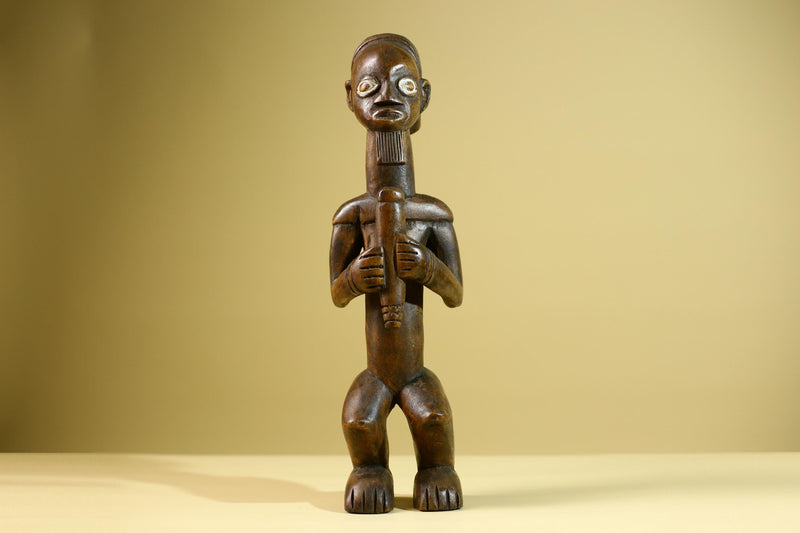 African Tribal Bearded Figure: Hand Carved Wood Cultural Art Sculpture Decor-G5799