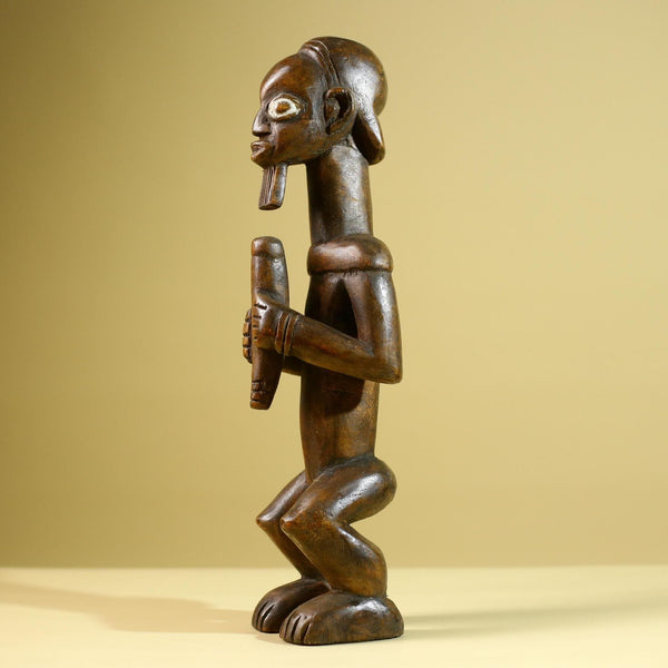 African Tribal Bearded Figure: Hand Carved Wood Cultural Art Sculpture Decor-G5799