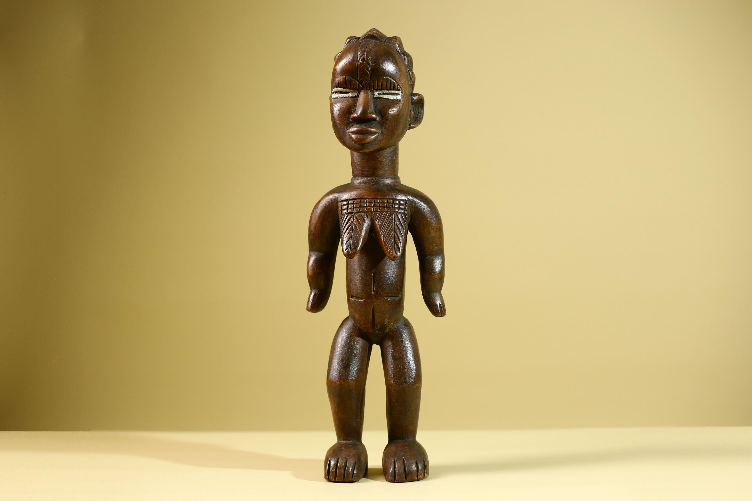 African Yoruba Female Statue Nigeria Hand Carved Wood Tribal Fertility Figure Traditional Cultural Decor-G5803
