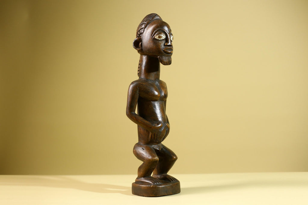 African Yoruba Male Statue Tribal Wood Carving Hand Carved Figurine Ethnic Art Home Décor Collectible Sculpture-G5804