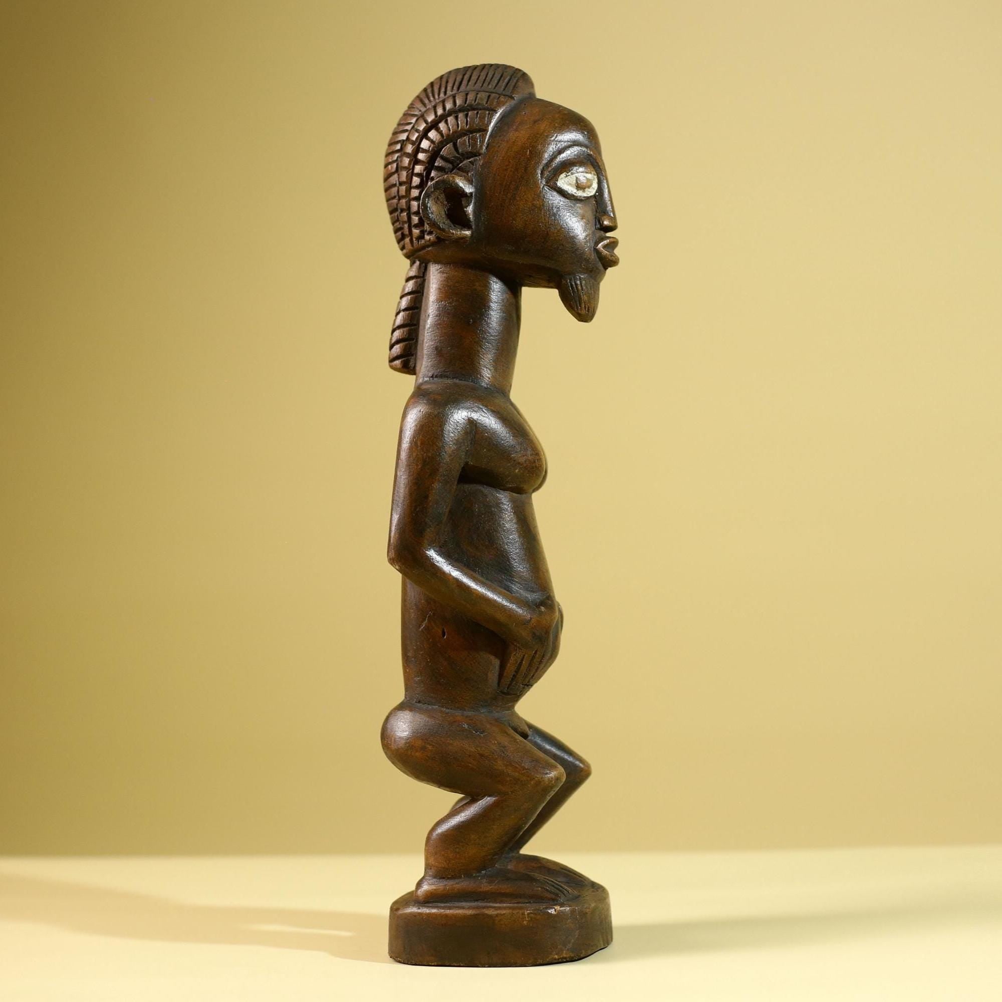 African Yoruba Male Statue Tribal Wood Carving Hand Carved Figurine Ethnic Art Home Décor Collectible Sculpture-G5804