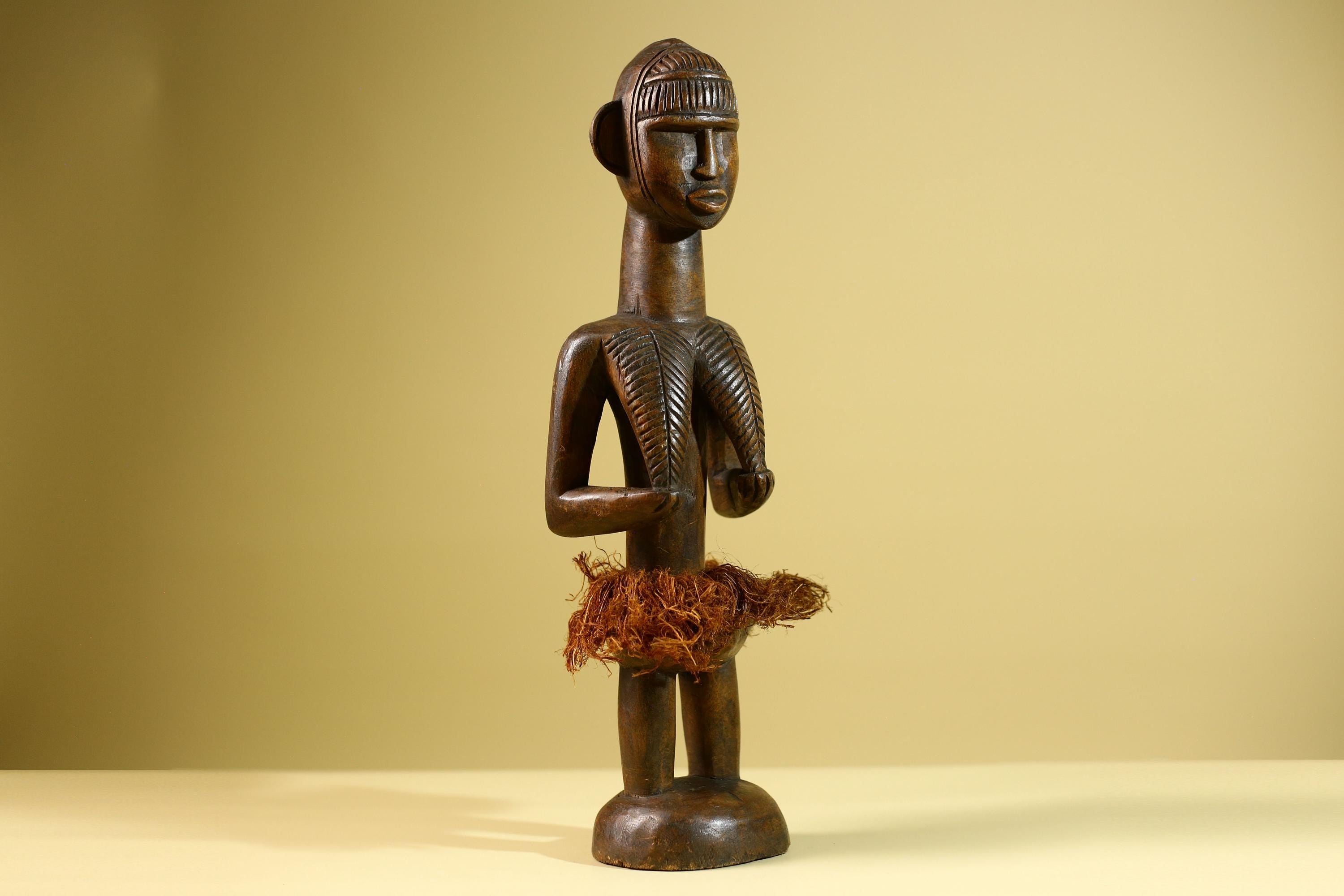 African Baule Tribal Statue Woman Figure Hand Carved Wood Fertility Art Sculpture Home Decor-G5807
