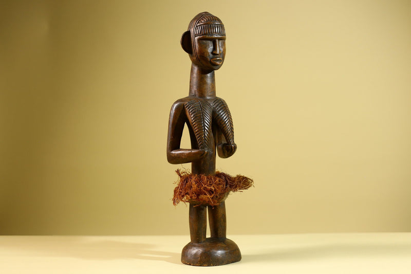 African Baule Tribal Statue Woman Figure Hand Carved Wood Fertility Art Sculpture Home Decor-G5807