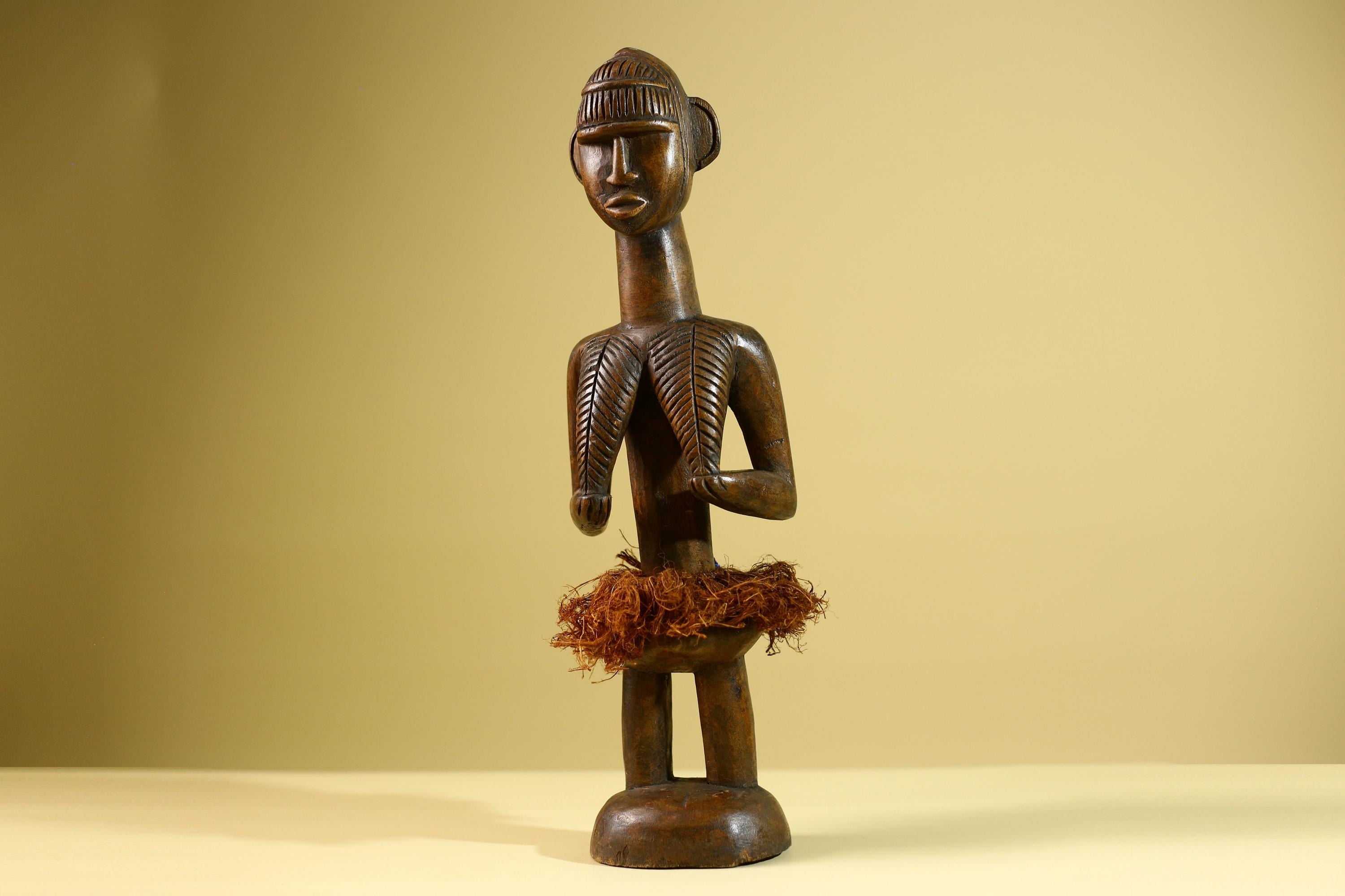 African Baule Tribal Statue Woman Figure Hand Carved Wood Fertility Art Sculpture Home Decor-G5807