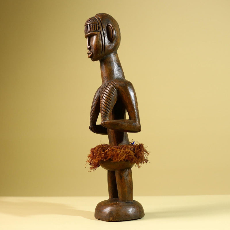 African Baule Tribal Statue Woman Figure Hand Carved Wood Fertility Art Sculpture Home Decor-G5807
