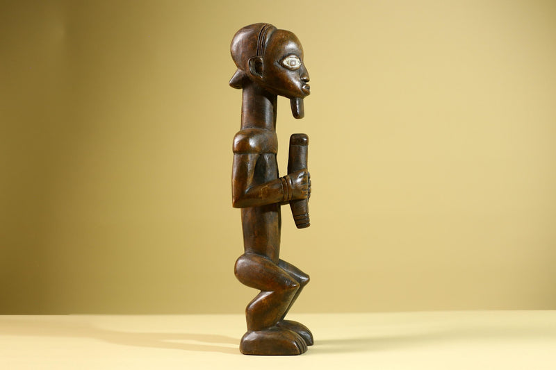 Baule African Statue Fertility Figure Hand Carved Wood Tribal Art Decor from Côte d’Ivoire Brown Sculpture Collectible-G5808