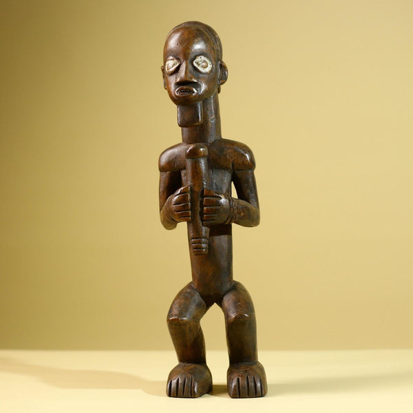 Baule African Statue Fertility Figure Hand Carved Wood Tribal Art Decor from Côte d’Ivoire Brown Sculpture Collectible-G5808