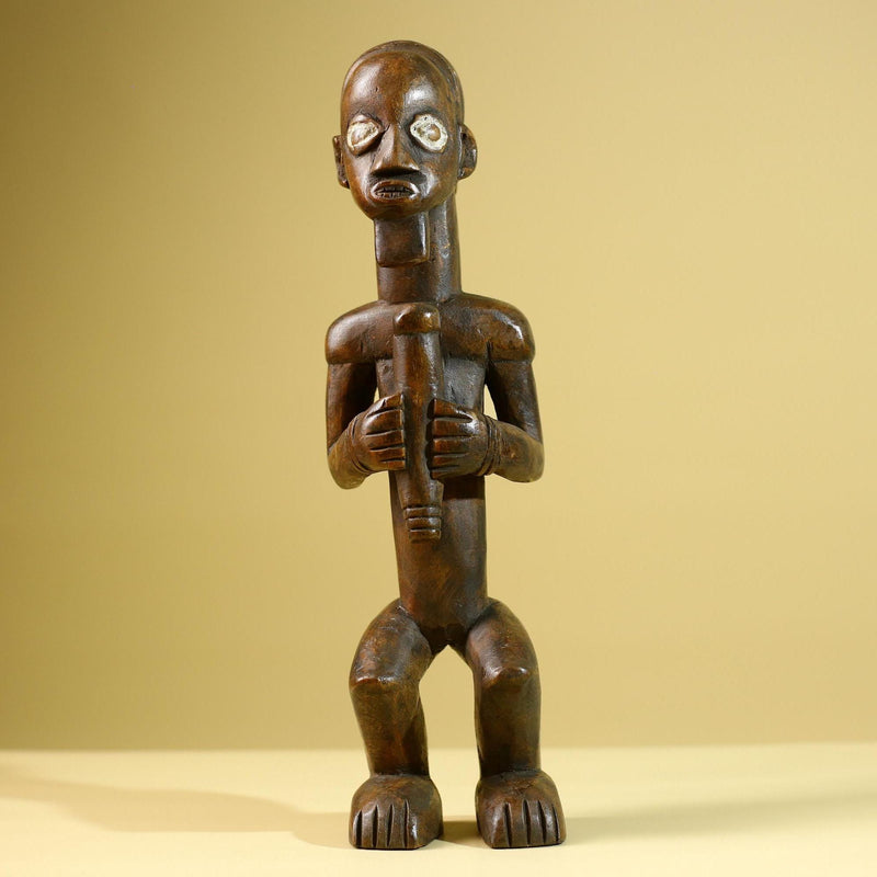 Baule African Statue Fertility Figure Hand Carved Wood Tribal Art Decor from Côte d’Ivoire Brown Sculpture Collectible-G5808