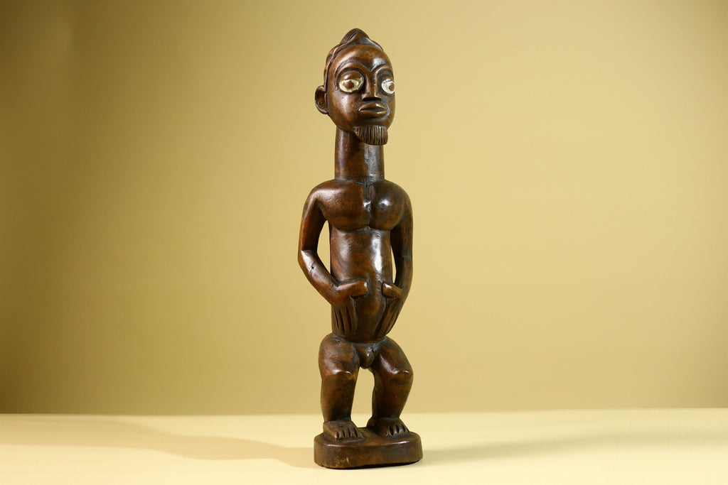 African Baule Fertility Statue – Hand Carved Wood Tribal Art Decor Figure from Côte d’Ivoire West Africa-G5809