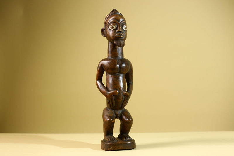 African Baule Fertility Statue – Hand Carved Wood Tribal Art Decor Figure from Côte d’Ivoire West Africa-G5809