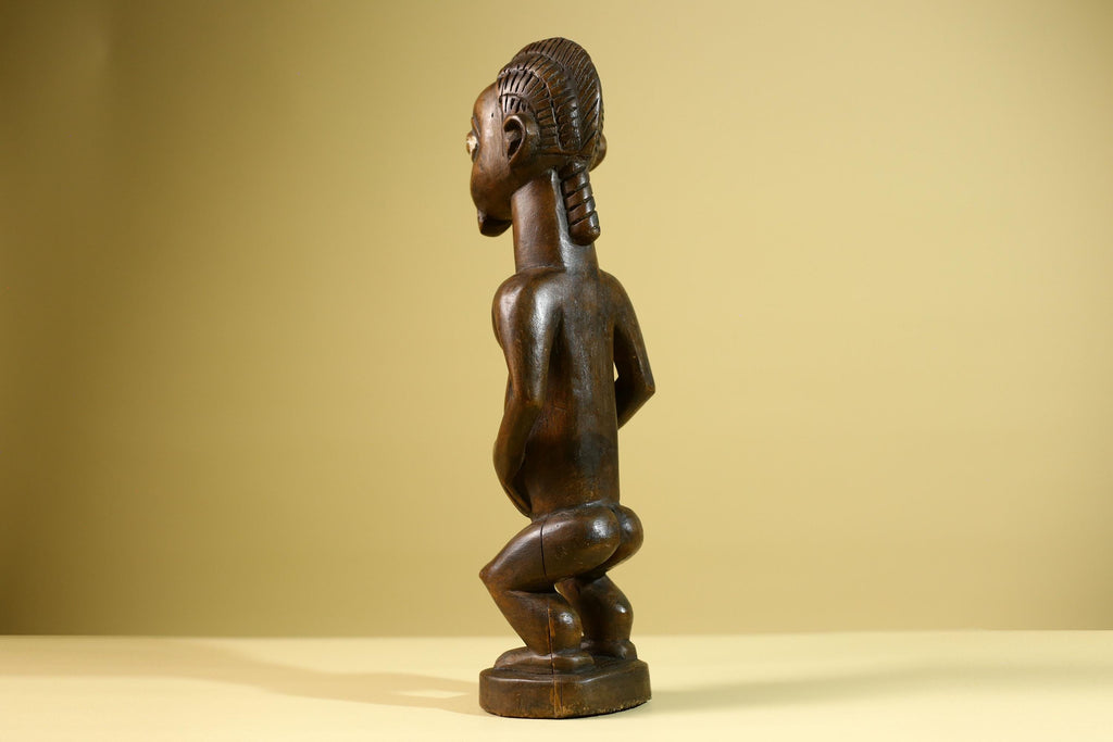 African Baule Fertility Statue – Hand Carved Wood Tribal Art Decor Figure from Côte d’Ivoire West Africa-G5809