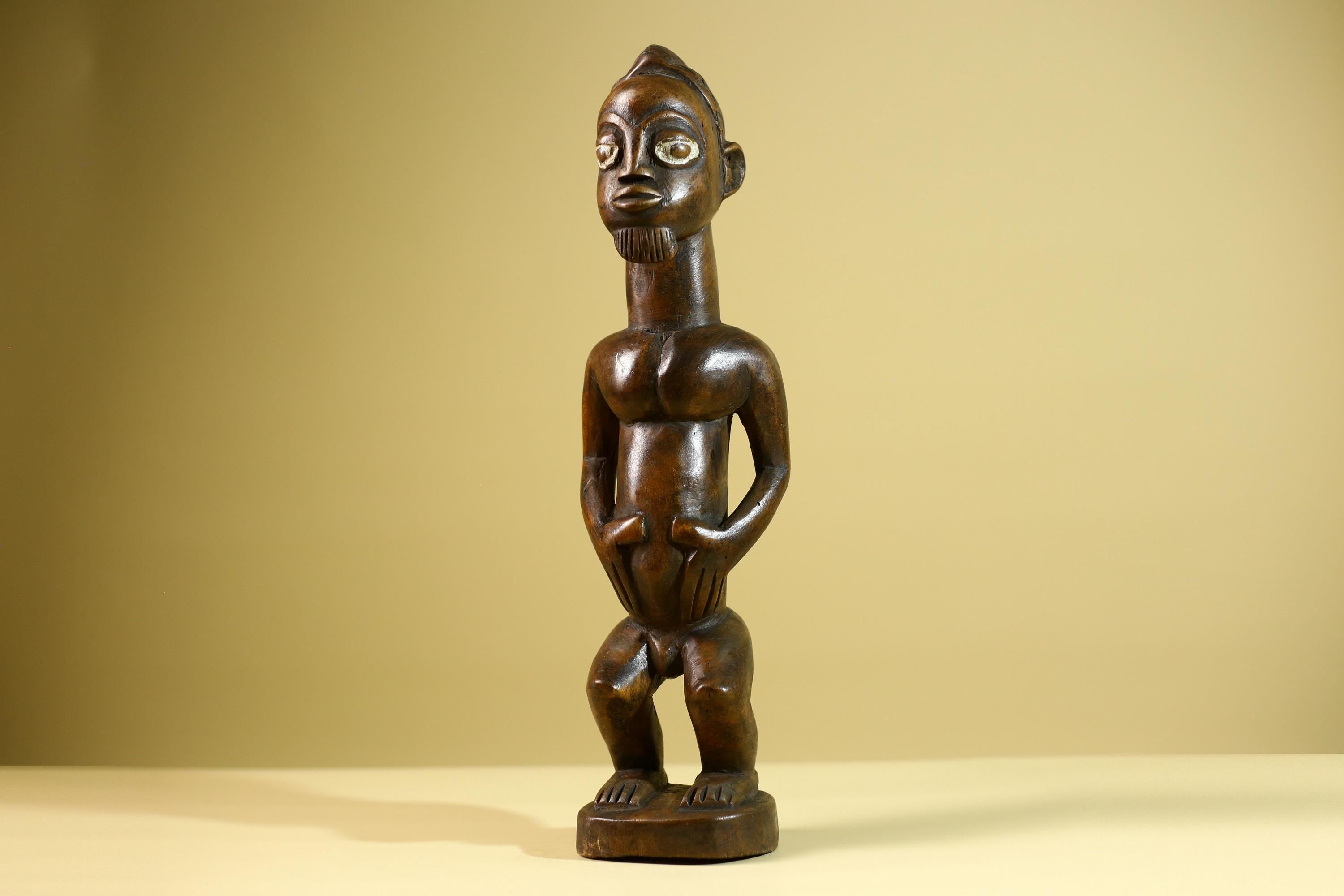 African Baule Fertility Statue – Hand Carved Wood Tribal Art Decor Figure from Côte d’Ivoire West Africa-G5809