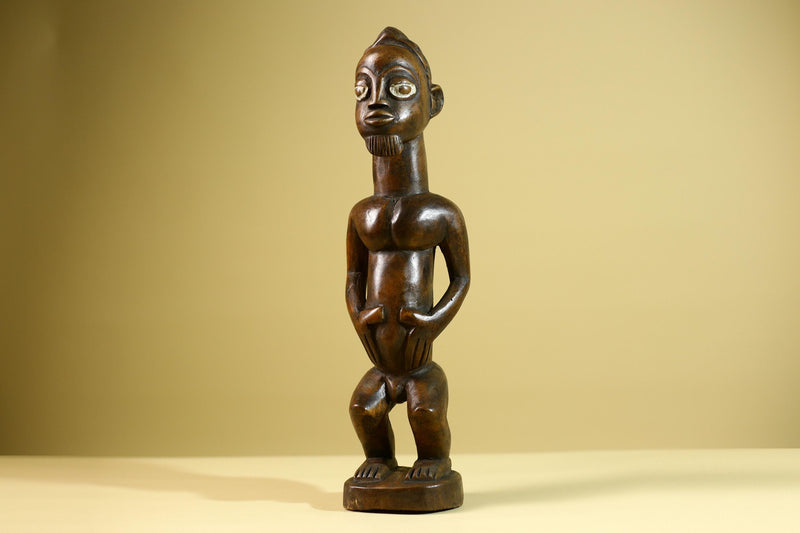 African Baule Fertility Statue – Hand Carved Wood Tribal Art Decor Figure from Côte d’Ivoire West Africa-G5809