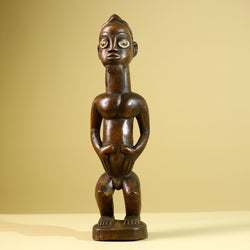 African Baule Fertility Statue – Hand Carved Wood Tribal Art Decor Figure from Côte d’Ivoire West Africa-G5809
