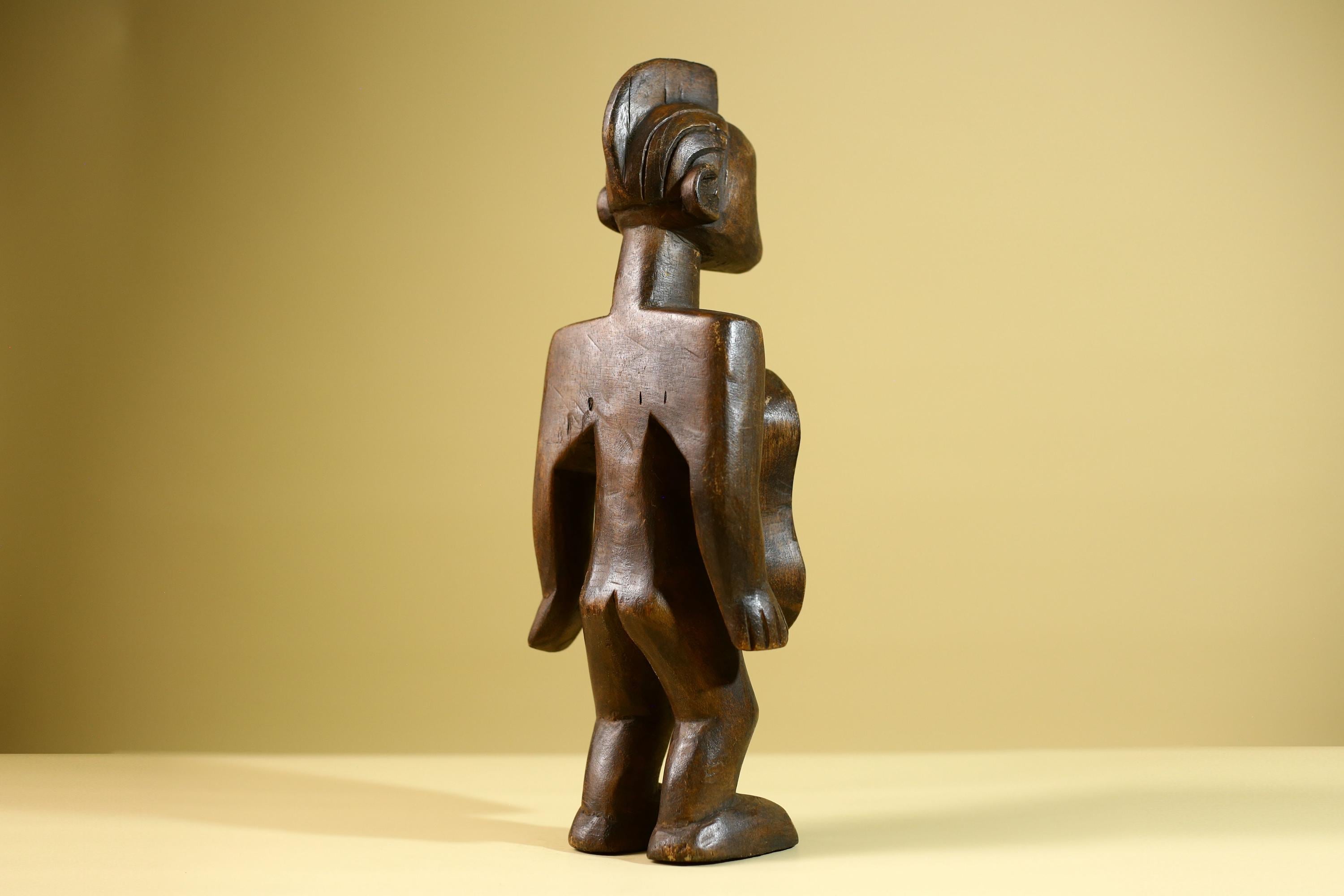 African Tribal Container Figure Hand Carved Wood Baule Style Decorative Storage Box West African Art-G5810