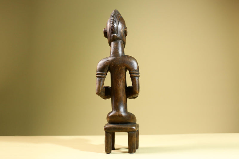 African Baule Seated Female Statue Tribal Wood Carving Côte d’Ivoire West Africa Fertility Ancestral Art Sculpture Home Decor-G5814