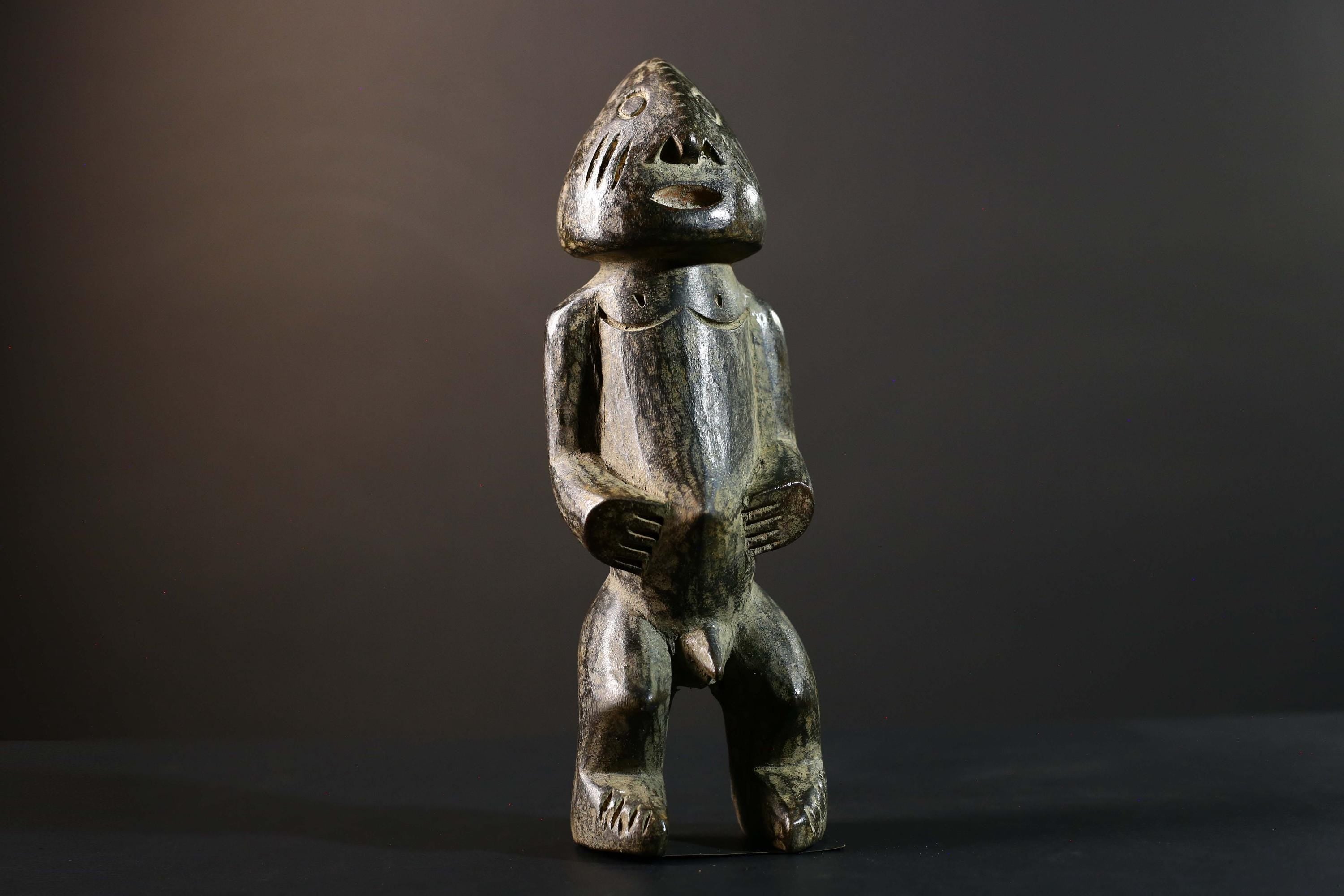 Hand Carved Tribal Vintage Ambete Statue Wood Cameroon Figure-G5793