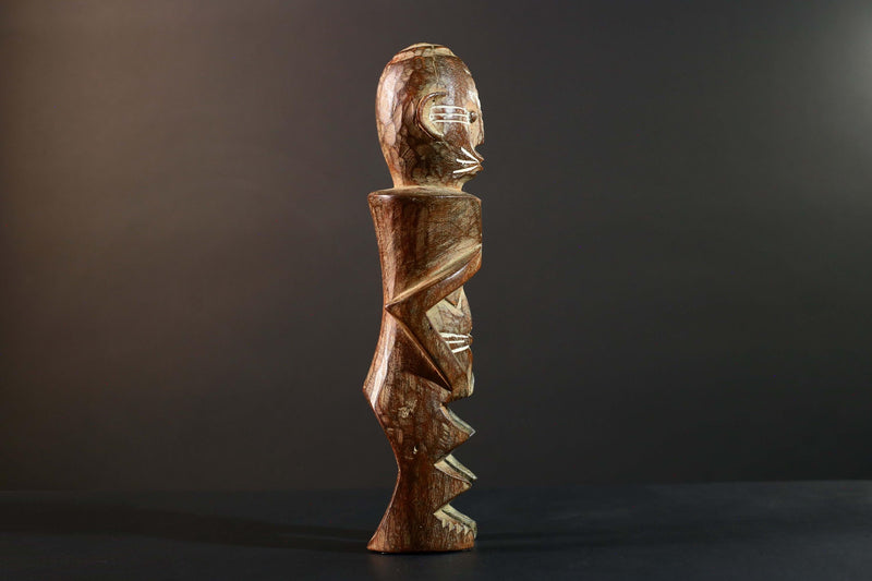 Hand Carved Tribal Vintage Ambete Reliquary Statue Wood Gabon Figure-G5795