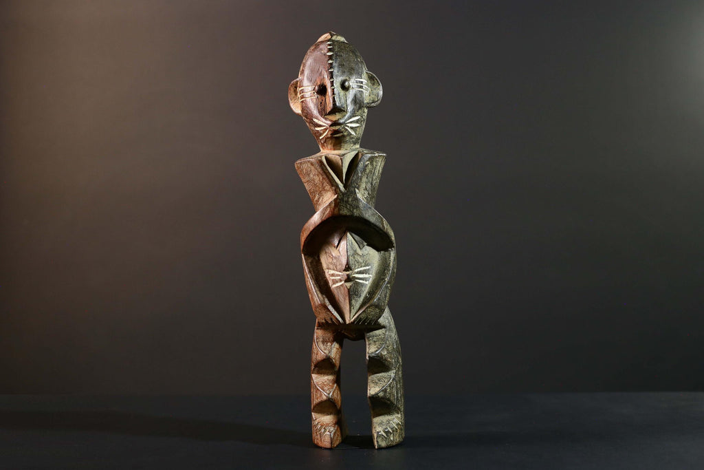 Hand Carved Tribal Vintage Ambete Reliquary Statue Wood Gabon Figure-G5795