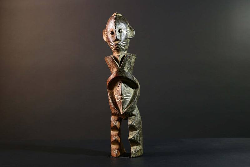 Hand Carved Tribal Vintage Ambete Reliquary Statue Wood Gabon Figure-G5795