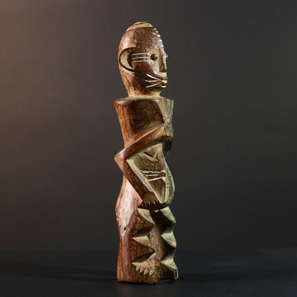 Hand Carved Tribal Vintage Ambete Reliquary Statue Wood Gabon Figure-G5795