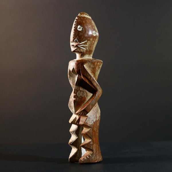 Hand Carved Tribal Vintage Ambete Reliquary Statue Wood Gabon Figure-G5796