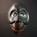 African Dan Tribal Mask Hand Carved Wood Face Black Red Brown Scarification Lines Traditional West African Wall Art Decor-G5771