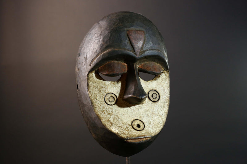 African Lega Bwami Mask Tribal Carved Wood Congo Art Decor Handcrafted Vintage Wall Hanging African Face Sculpture Home Display-G5772