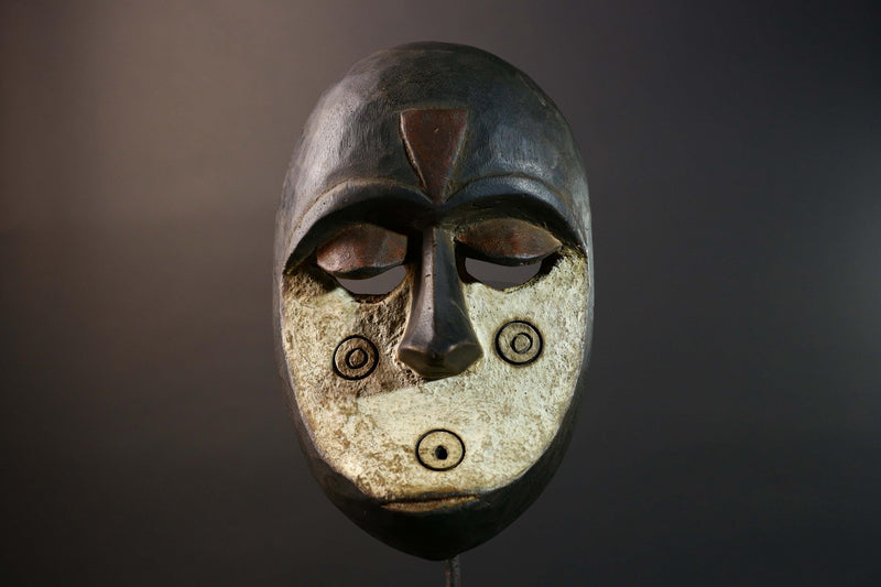 African Lega Bwami Mask Tribal Carved Wood Congo Art Decor Handcrafted Vintage Wall Hanging African Face Sculpture Home Display-G5772