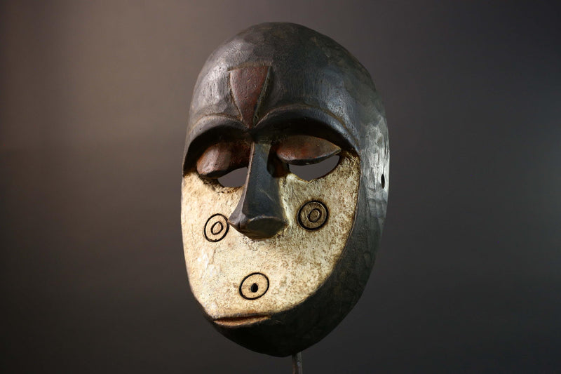 African Lega Bwami Mask Tribal Carved Wood Congo Art Decor Handcrafted Vintage Wall Hanging African Face Sculpture Home Display-G5772