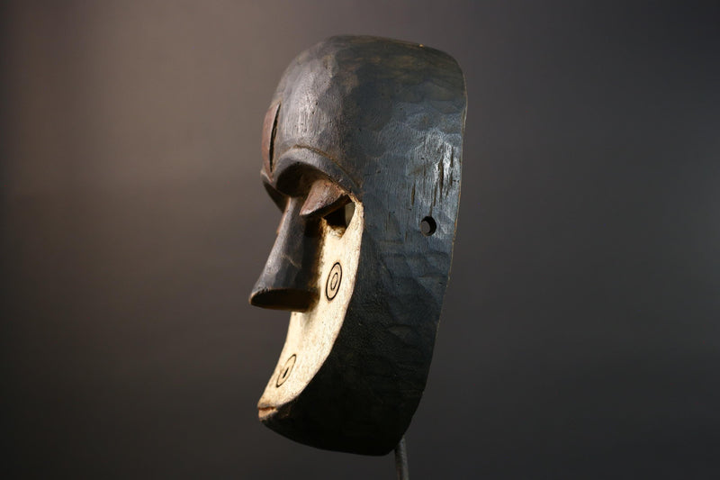 African Lega Bwami Mask Tribal Carved Wood Congo Art Decor Handcrafted Vintage Wall Hanging African Face Sculpture Home Display-G5772