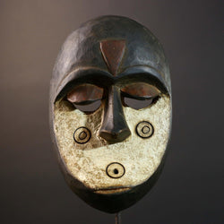 African Lega Bwami Mask Tribal Carved Wood Congo Art Decor Handcrafted Vintage Wall Hanging African Face Sculpture Home Display-G5772