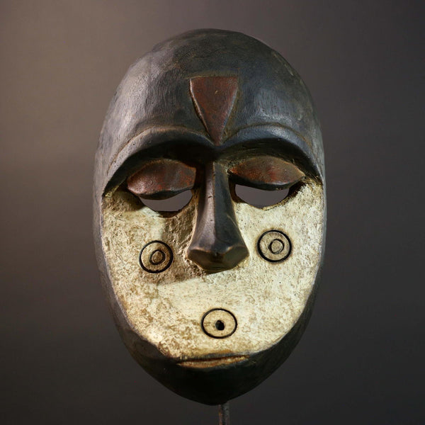 African Lega Bwami Mask Tribal Carved Wood Congo Art Decor Handcrafted Vintage Wall Hanging African Face Sculpture Home Display-G5772