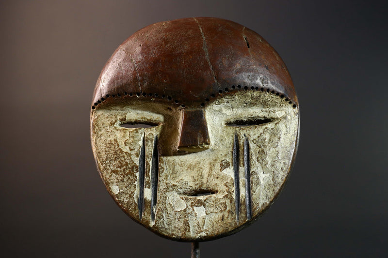 African Lega Bwami Tribal Mask Hand Carved Wood Congo Wall Art Decor Authentic Ethnographic African Sculpture Home Collection-G5773