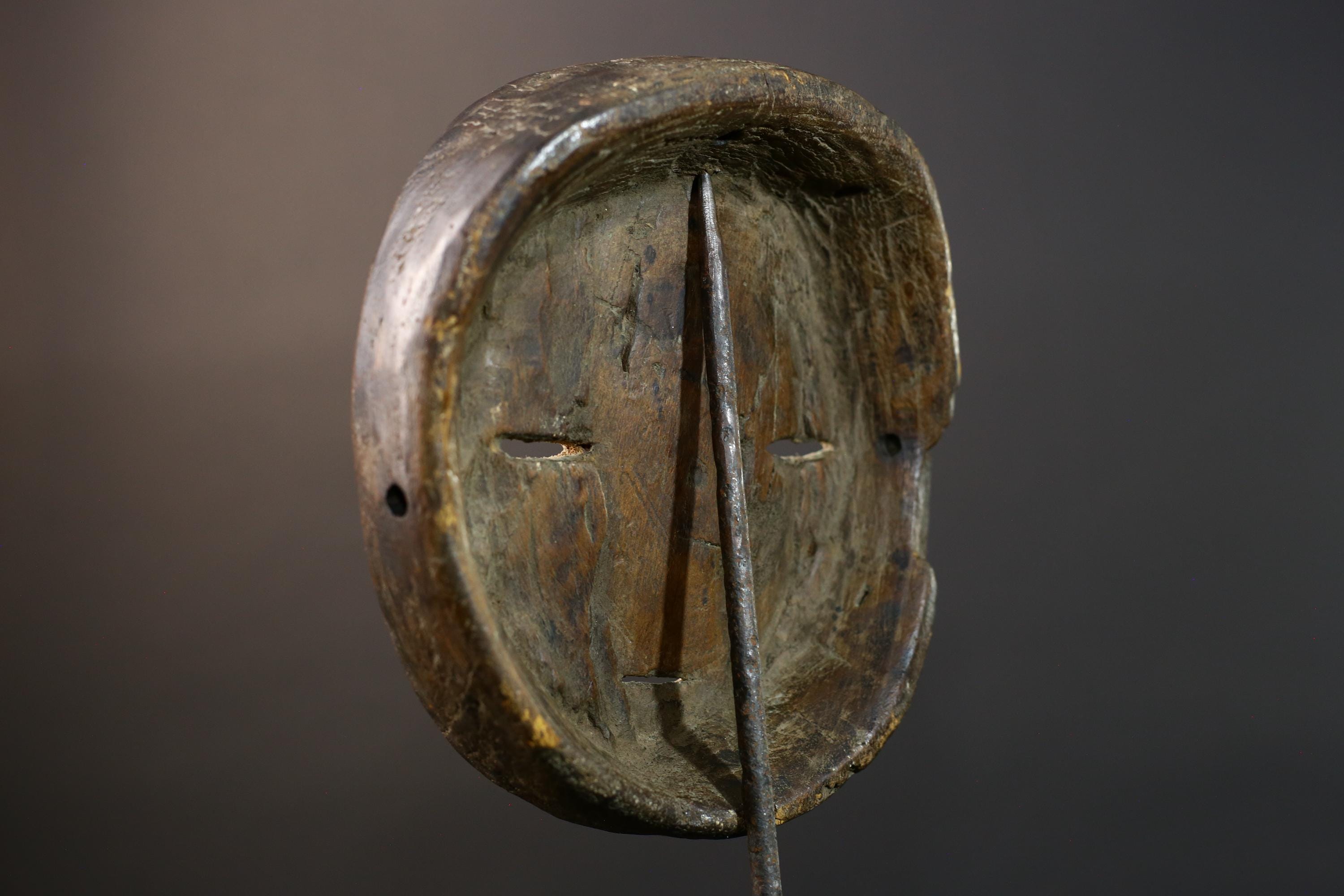 African Lega Bwami Tribal Mask Hand Carved Wood Congo Wall Art Decor Authentic Ethnographic African Sculpture Home Collection-G5773