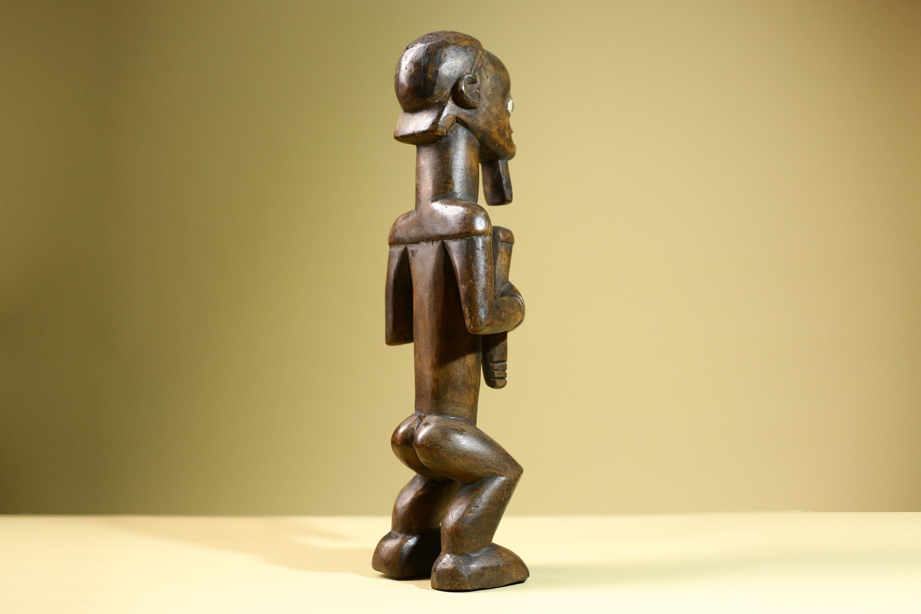 African Tribal Statue Male Figure Hand Carved Wood Ritual Sculpture West African Art Collectible Figurine Home Decor-G5821