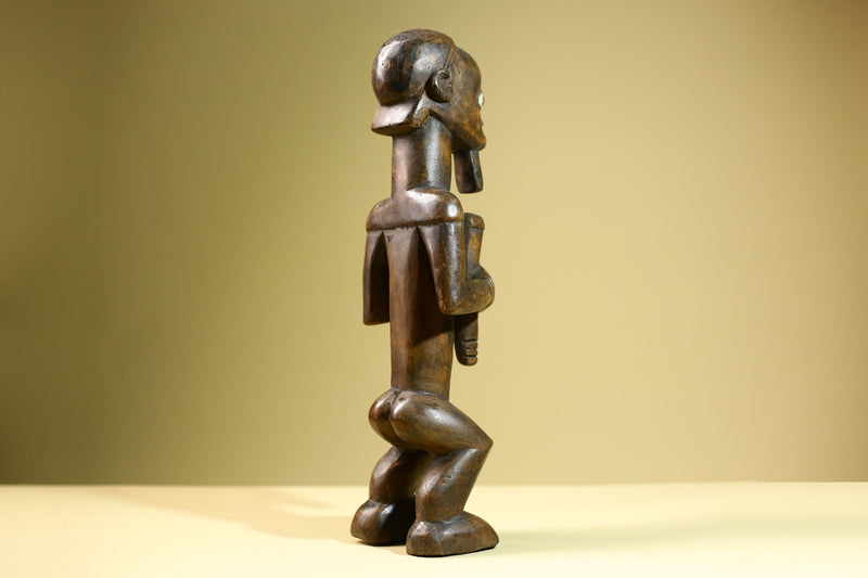 African Tribal Statue Male Figure Hand Carved Wood Ritual Sculpture West African Art Collectible Figurine Home Decor-G5821